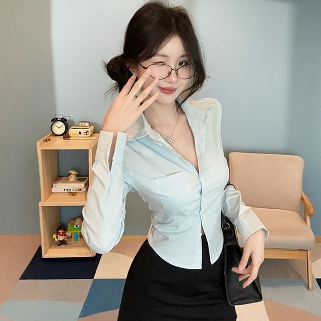 Crop Top & Mini Skirt Set - Long Sleeve