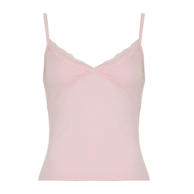 Lace Trim V-Neck Slim Camisole