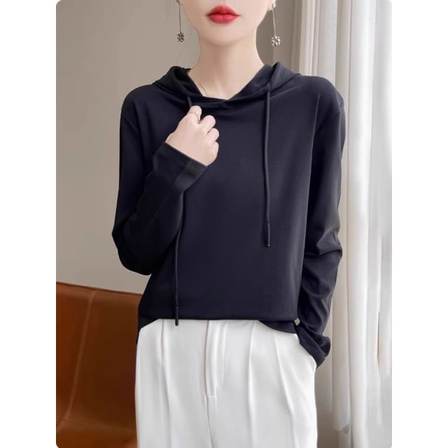 Hooded Long Sleeve Solid Tee
