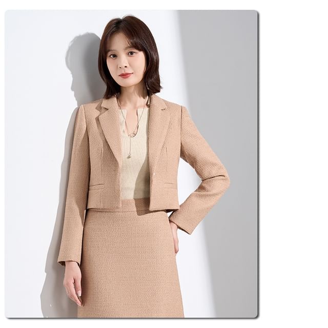Checkerboard Crop Blazer and Mini Skirt Set