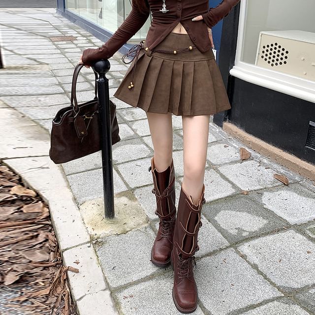Mini Pleated Skirt with Mid Waist