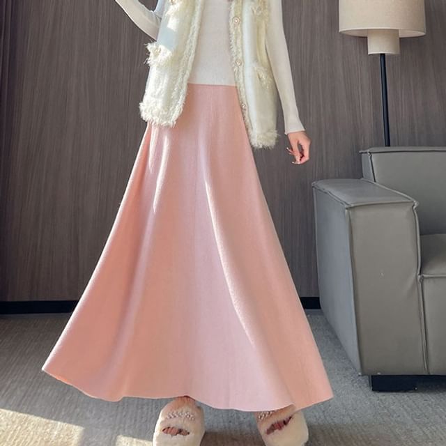 Plain Maxi A-Line Skirt