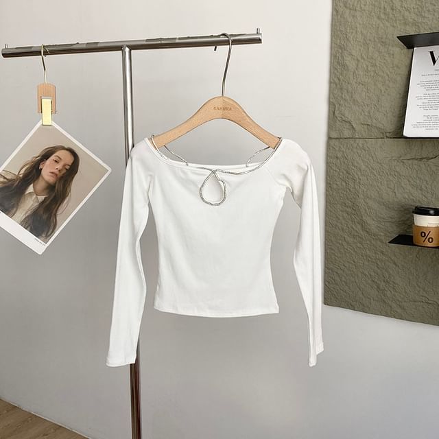 Boatneck Crop Tee Long Sleeve