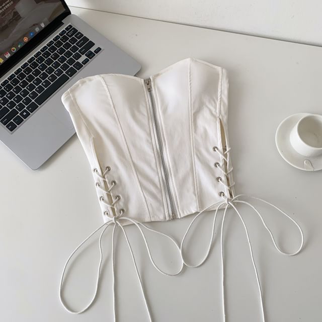 Strapless Lace-Up Bustier Top