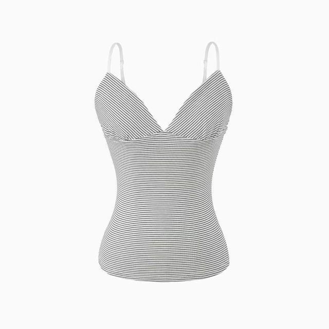 Striped Camisole with Spaghetti Straps - V-Neck