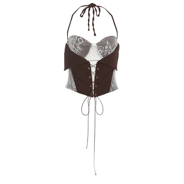Halter Crop Top and Asymmetric Pleated Mini Skirt Set