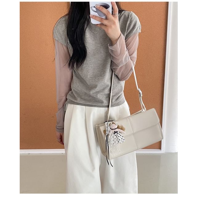 Structured Faux Leather Shoulder Bag