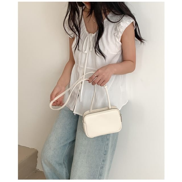 Plain Boxy Faux Leather Shoulder Bag