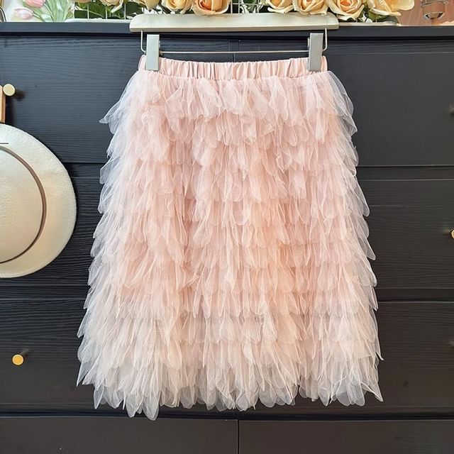 Tiered Mesh Mini Skirt - Altfashion Shop