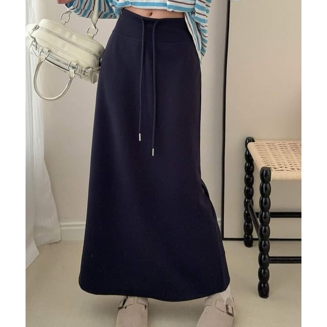 Drawstring Maxi A-Line Skirt - Altfashion Shop