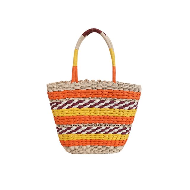 Striped Crochet Tote Bag