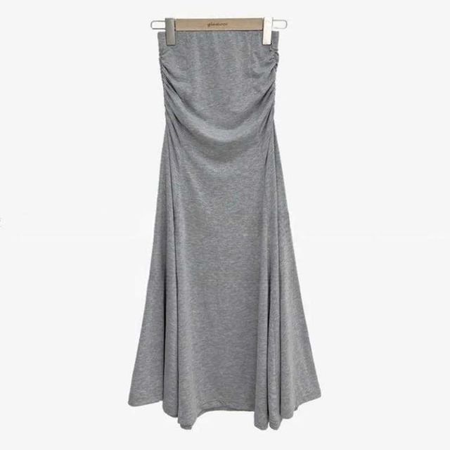 Black High Waist Plain Ruched Maxi Mermaid Skirt - Altfashion Shop
