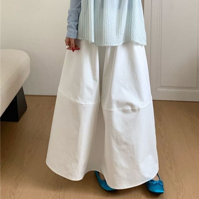 Crew Neck Button-Up Plain Cardigan / Striped Camisole Top / High Waist Maxi A-Line Skirt / Set