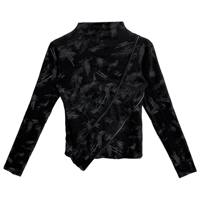 Faux Leather Shorts with Mock Neck Long Sleeve Top