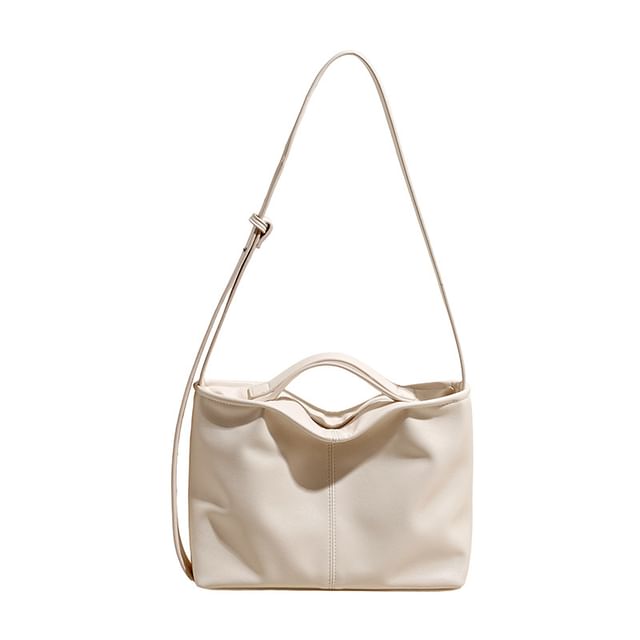 Faux Leather Crossbody Tote Bag