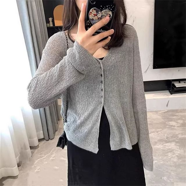 V-Neck Plain Light Cardigan