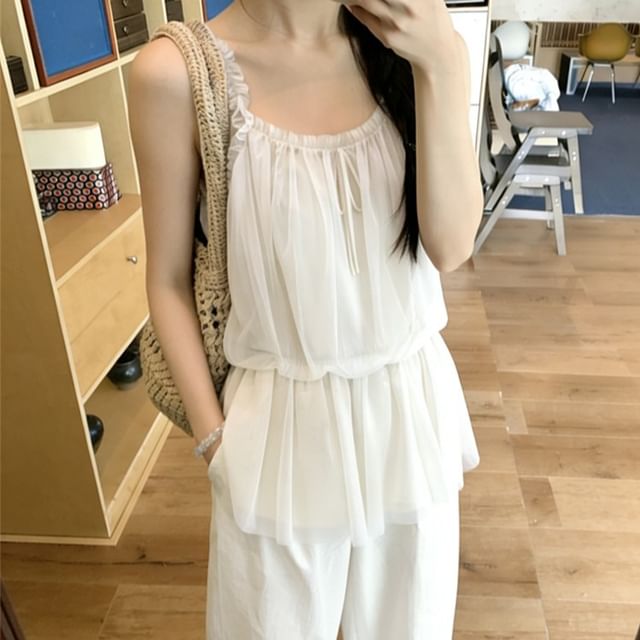 Mesh Peplum Camisole Top