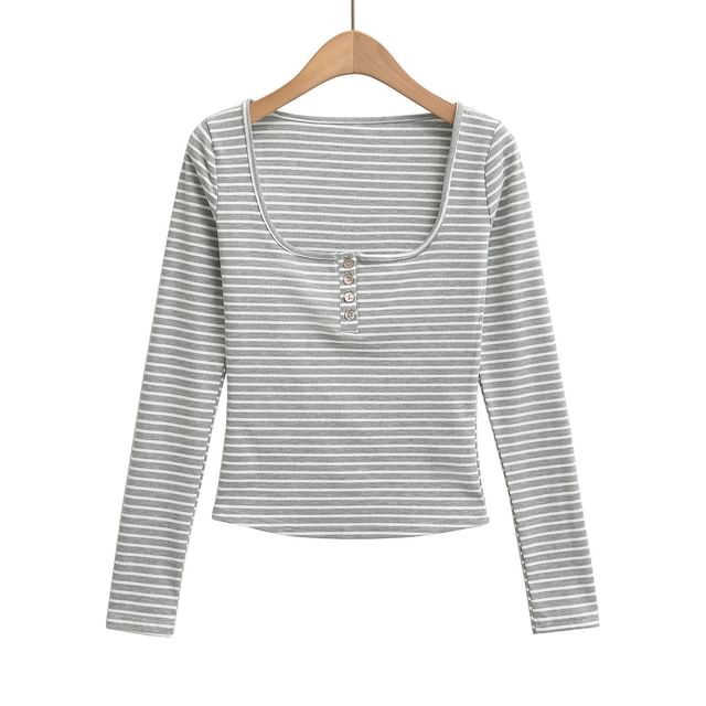 Striped Long Sleeve Crop Tee