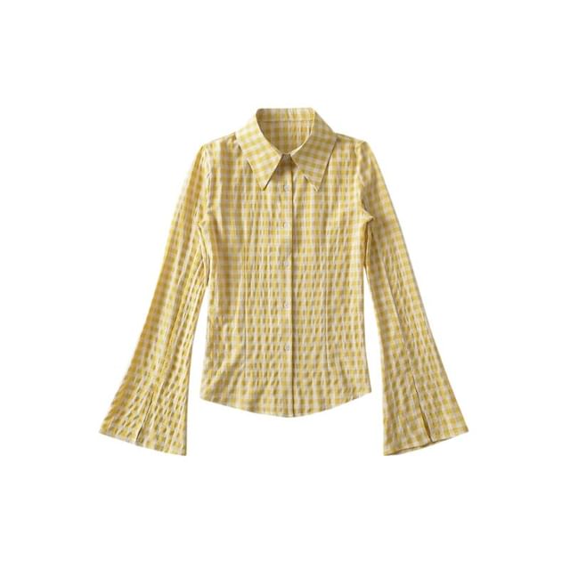 Gingham Button-Up Long Sleeve Shirt