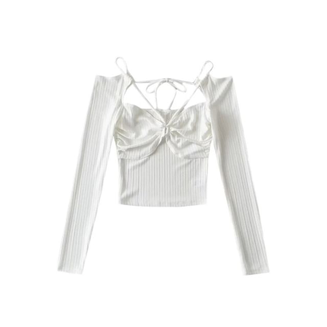 Cutout Long-Sleeve Crop Top