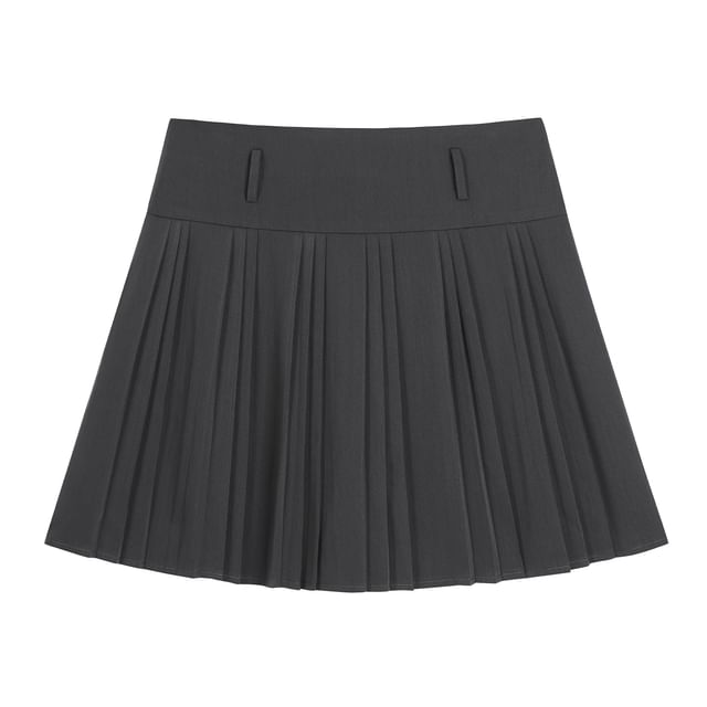 Puff Sleeve Plaid Blouse and Pleated Skirt