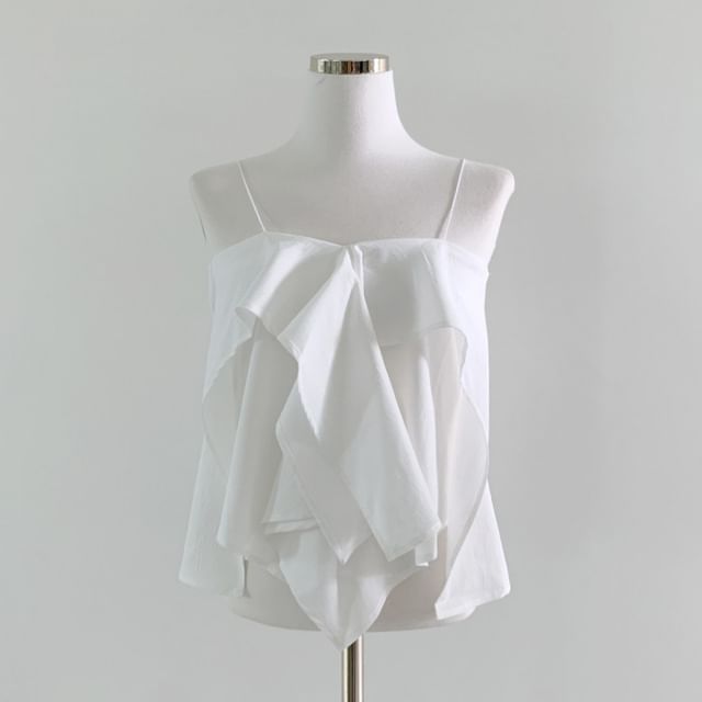 Plain Asymmetrical Ruffled Camisole Top