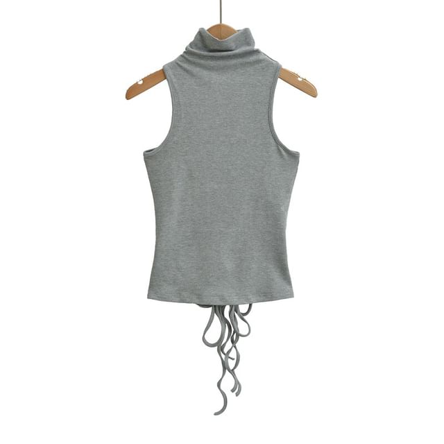 Sleeveless Mock Neck Plain Tank Top