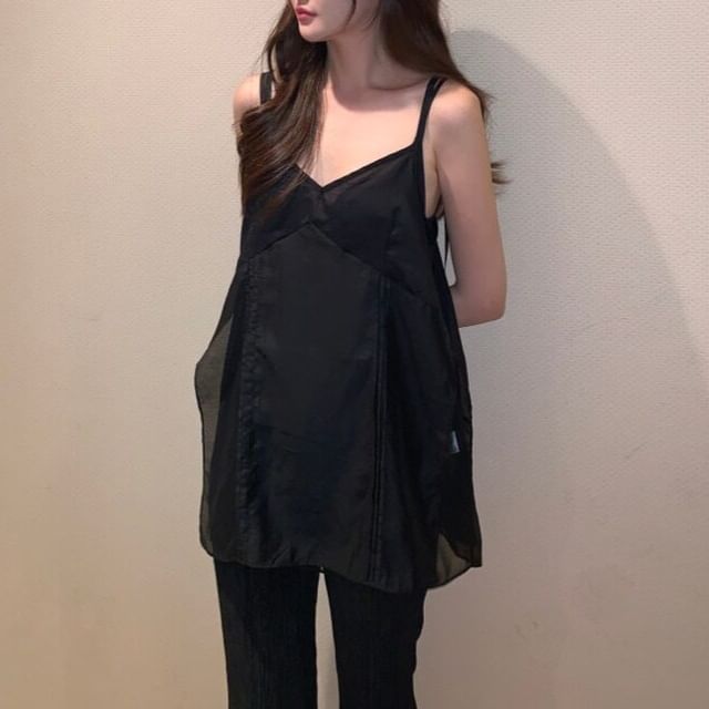 V-Neck Plain Flowy Camisole Top