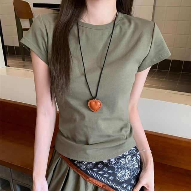 Crew Neck Crop T-Shirt with Wide Leg Pants and Scarf