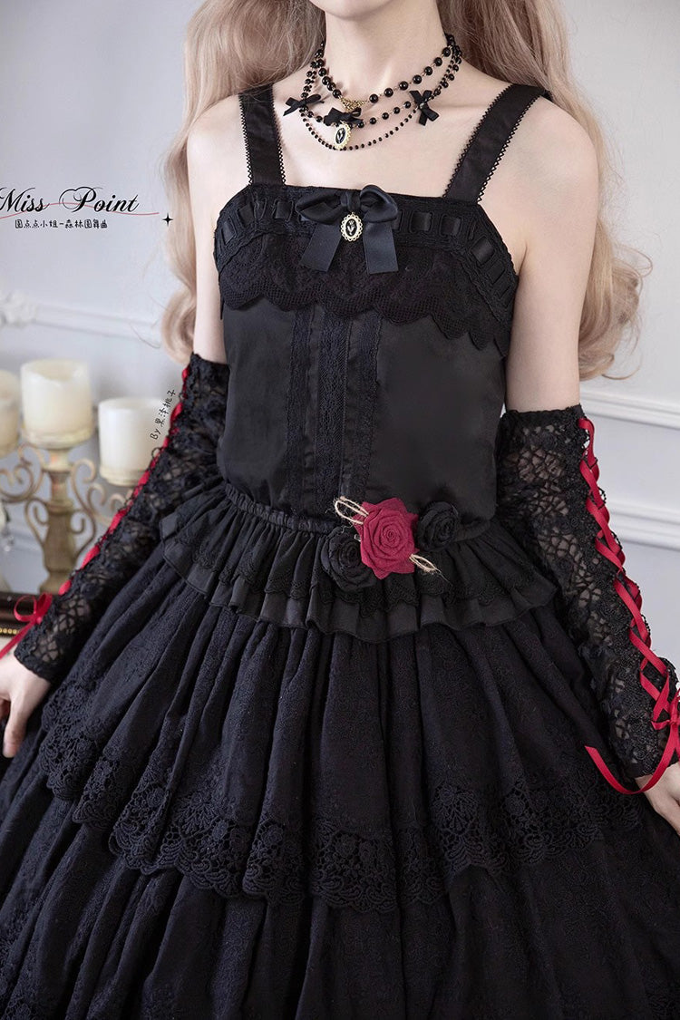 Ebony Embroidered Sweet Suspender Top - Forest Waltz