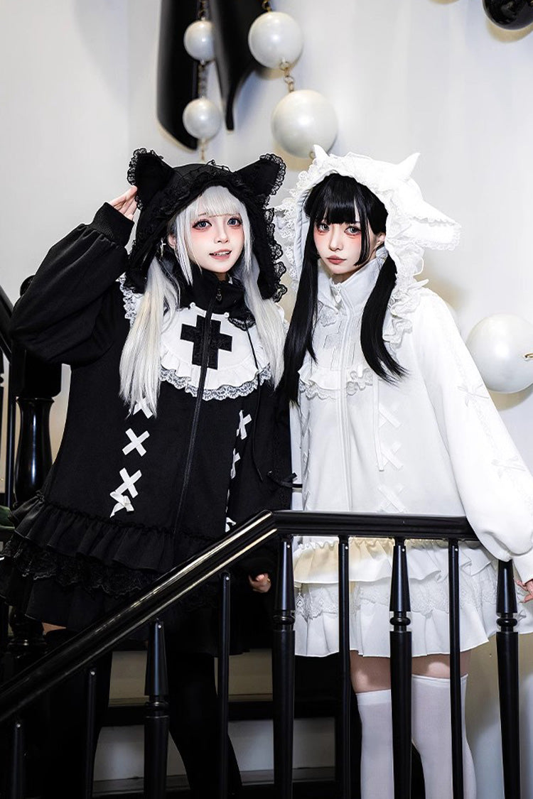 Zippered Sweet Lolita Sweatshirt - Ruffled Handsome Coat