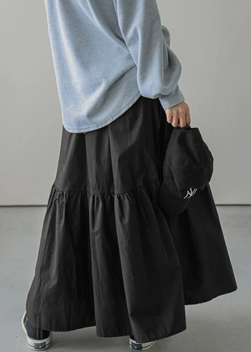 Army Elastic Green Skirt Spring Waist Cotton Loose Wrinkled