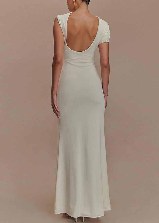 Fit Rose Summer Slim Original Dresses Backless Maxi Design Cotton