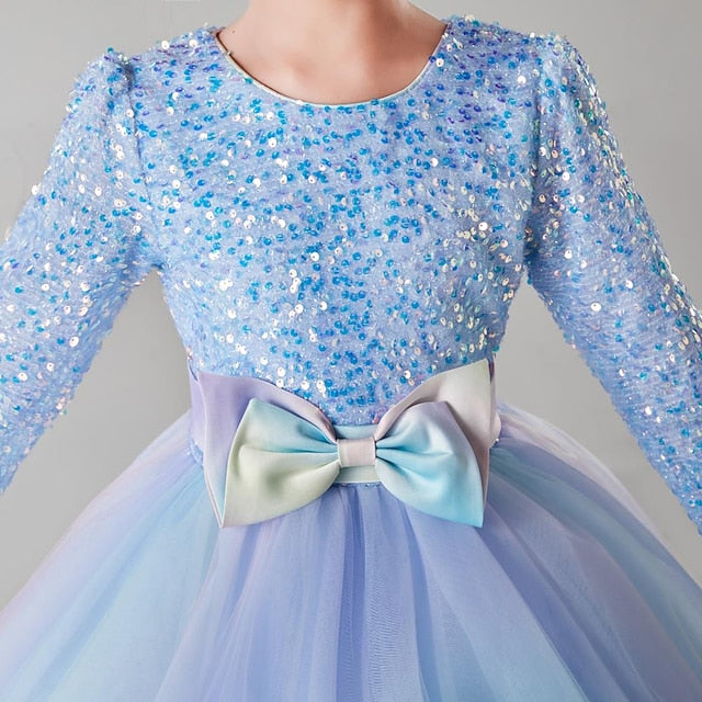 Color Girls' Long Solid Kids Dress Flower Girl Party