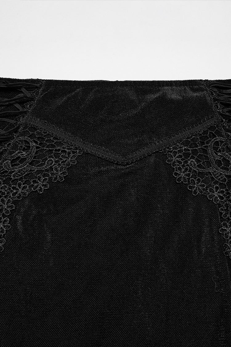 Lace-Up Slim Embroidered Elegant Long Gothic Skirt for Women