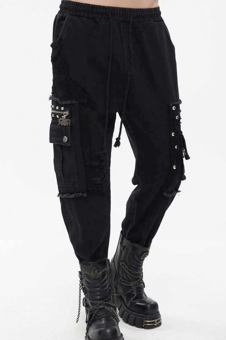 Obsidian Pentagram Chain Embellished Trousers
