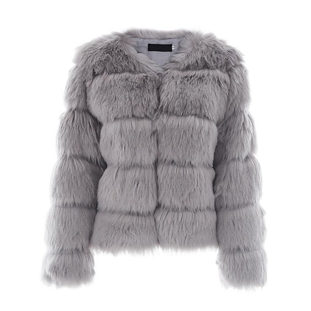 Coat Faux Comfortable Active Elegant Women's Fur Street