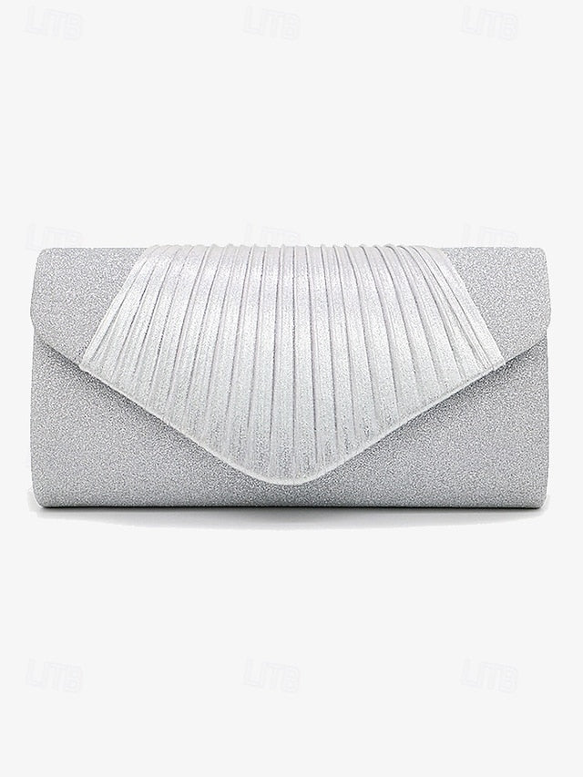 – Bag Pleated Glitter Clutch Champagne with Design Evening