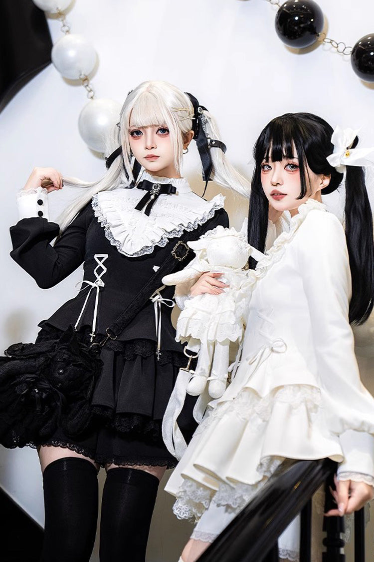Sweet Handsome Lolita Dress - Lace-Up Ruffled Sleeves