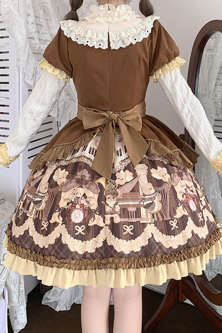 Little Bear Concerto Print Bow Princess Lolita Gown
