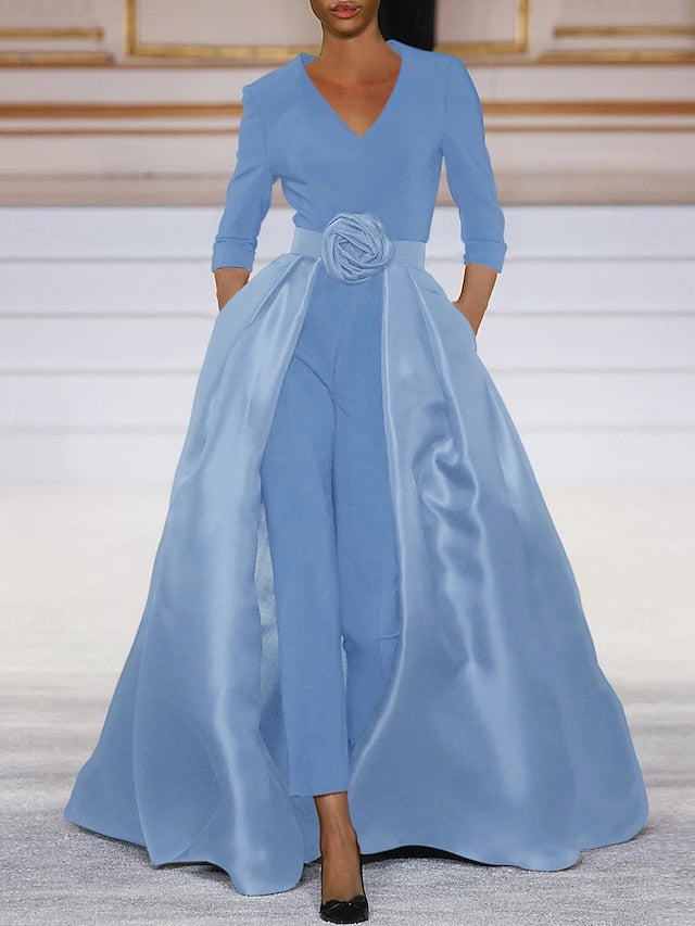 Simple Overskirt the Jumpsuit Dress Elegant Bride Mother With of