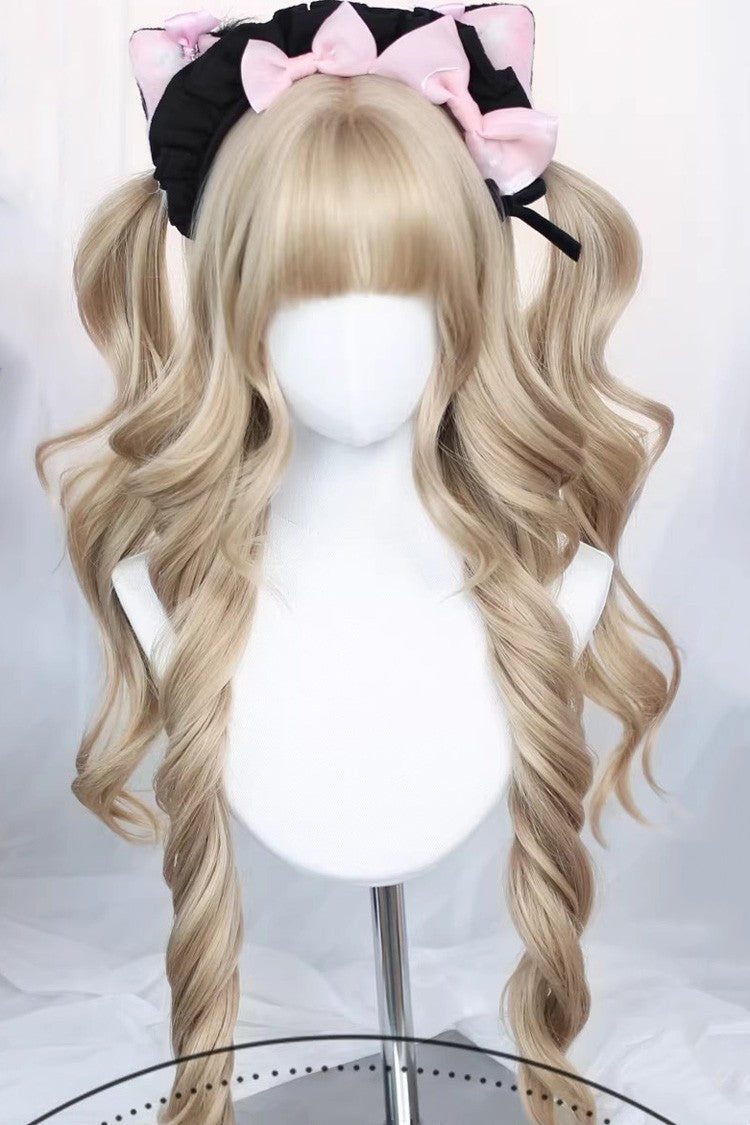 Casual Sweet Lolita Long Wig with Curls and Wispy Bangs in Three Tones - CosplayCharm