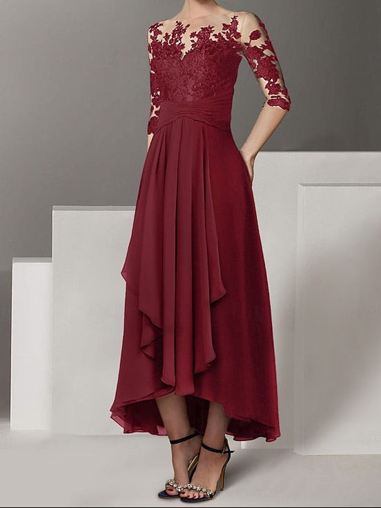 Asymmetrical Guest Dress Wedding A-Line Elegant Cocktail Dresses