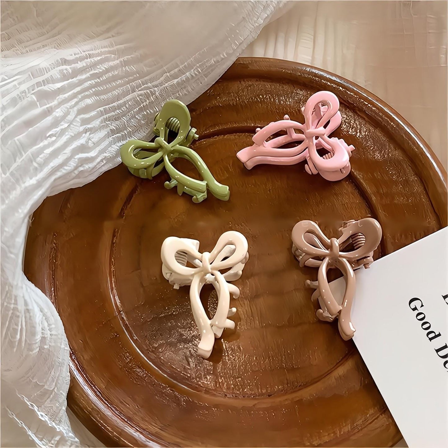 Enamel Ribbon Bowknot Chic 2 Pieces Hair Clips Set