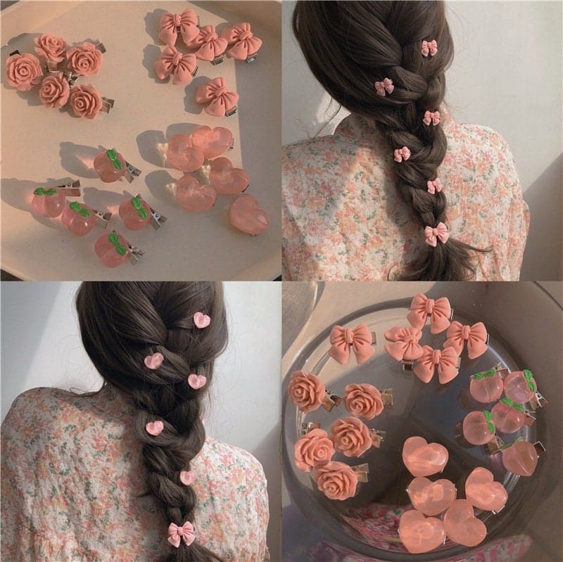 Cute Chic 5 Pieces Pink Hair Clips Set
