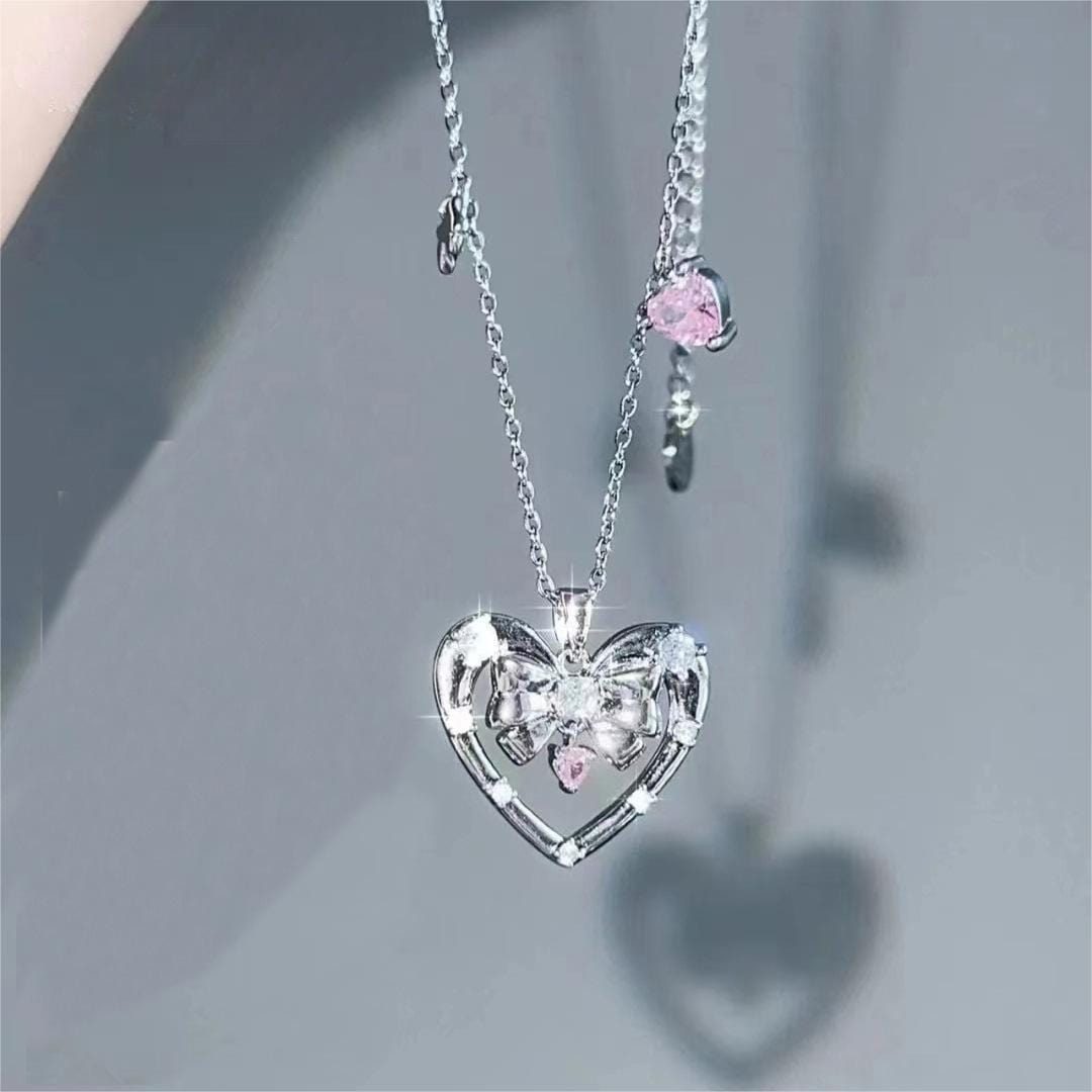 Bowknot Heart Pendant Necklace
