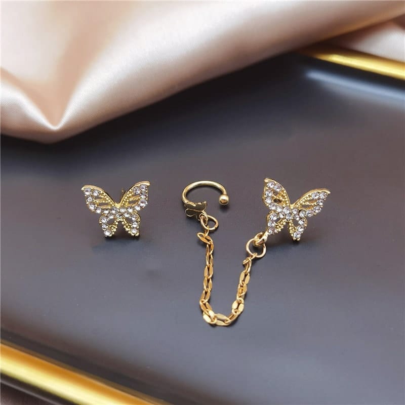 Butterfly Ear Cuff Chain Earrings