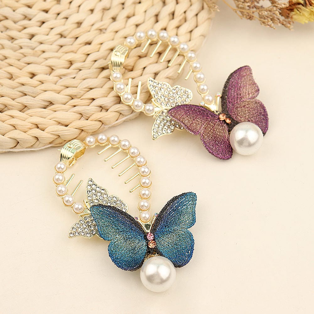 Butterfly Pearl Chignon Hair Clip