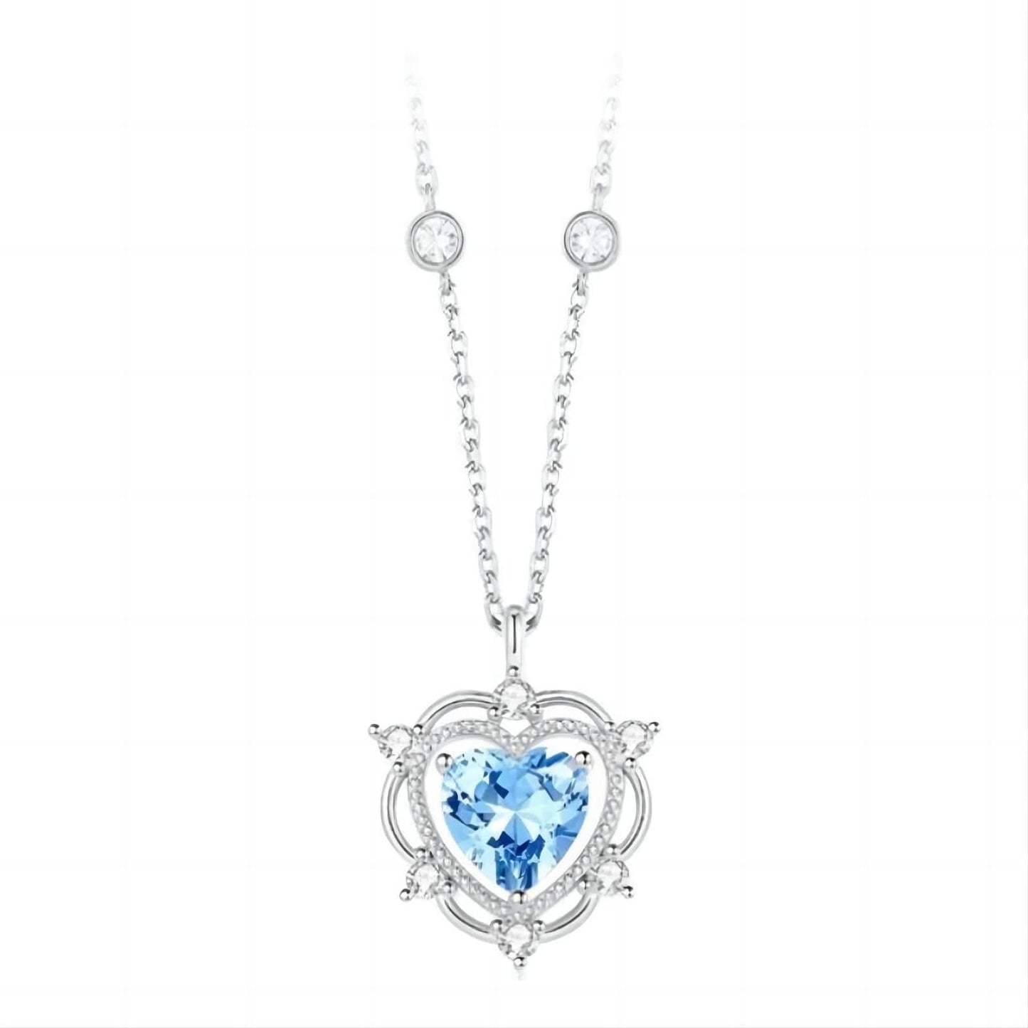 CZ Inlaid Crystal Heart Necklace