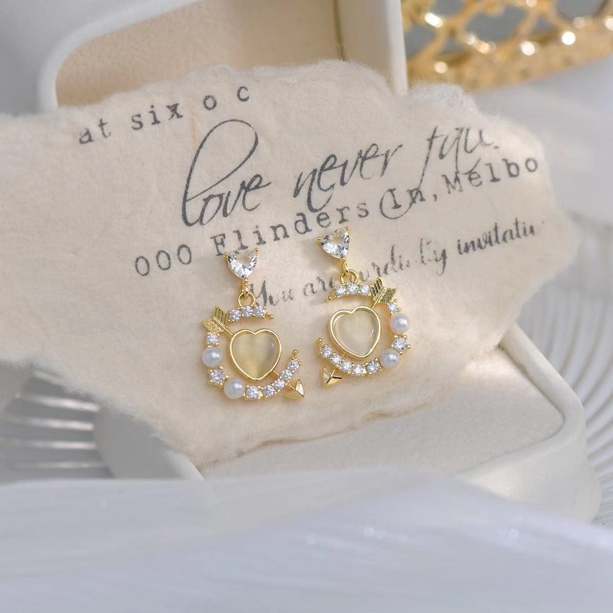 Cupid Arrow Heart Dangle Earrings